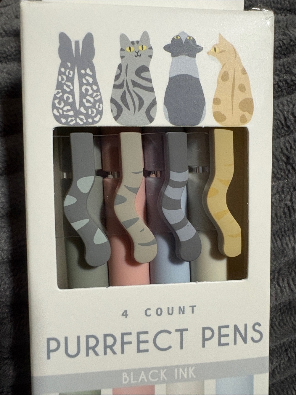 Purrfect Pens Cat-Themed Gray, Pink, Blue & Cream Set - 4 Count
